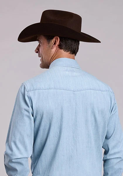 Stetson Light Weight Chambray (Blue) - Men's Western Shirt