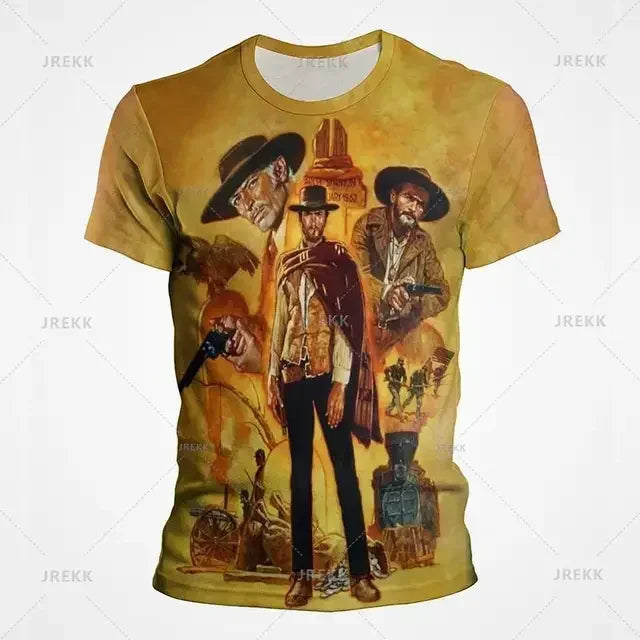 2024 Summer New Hot Fashion 3d Printed Men's T-shirt Western Denim Plus Size Loose Comfortable Breathable Fashion Top 6xl
