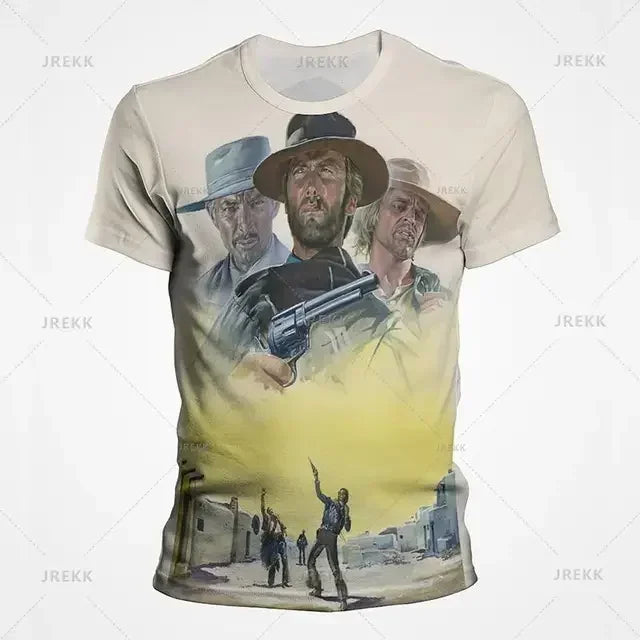 2024 Summer New Hot Fashion 3d Printed Men's T-shirt Western Denim Plus Size Loose Comfortable Breathable Fashion Top 6xl