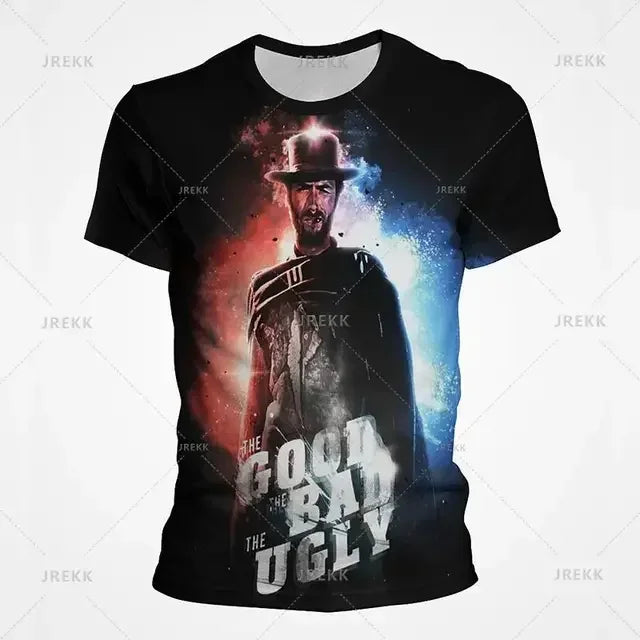 2024 Summer New Hot Fashion 3d Printed Men's T-shirt Western Denim Plus Size Loose Comfortable Breathable Fashion Top 6xl