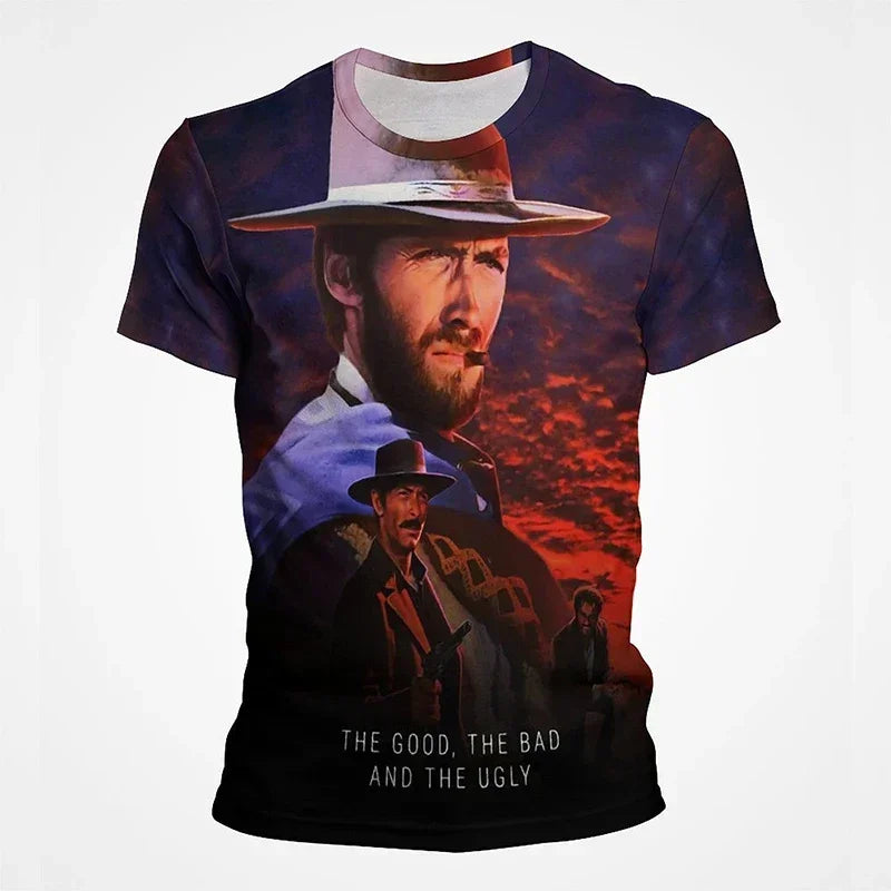 2024 Summer New Hot Fashion 3d Printed Men's T-shirt Western Denim Plus Size Loose Comfortable Breathable Fashion Top 6xl