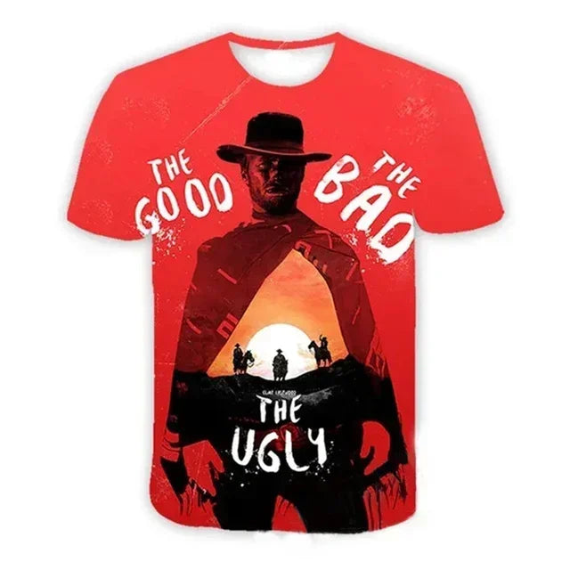 2024 Summer New Hot Fashion 3d Printed Men's T-shirt Western Denim Plus Size Loose Comfortable Breathable Fashion Top 6xl