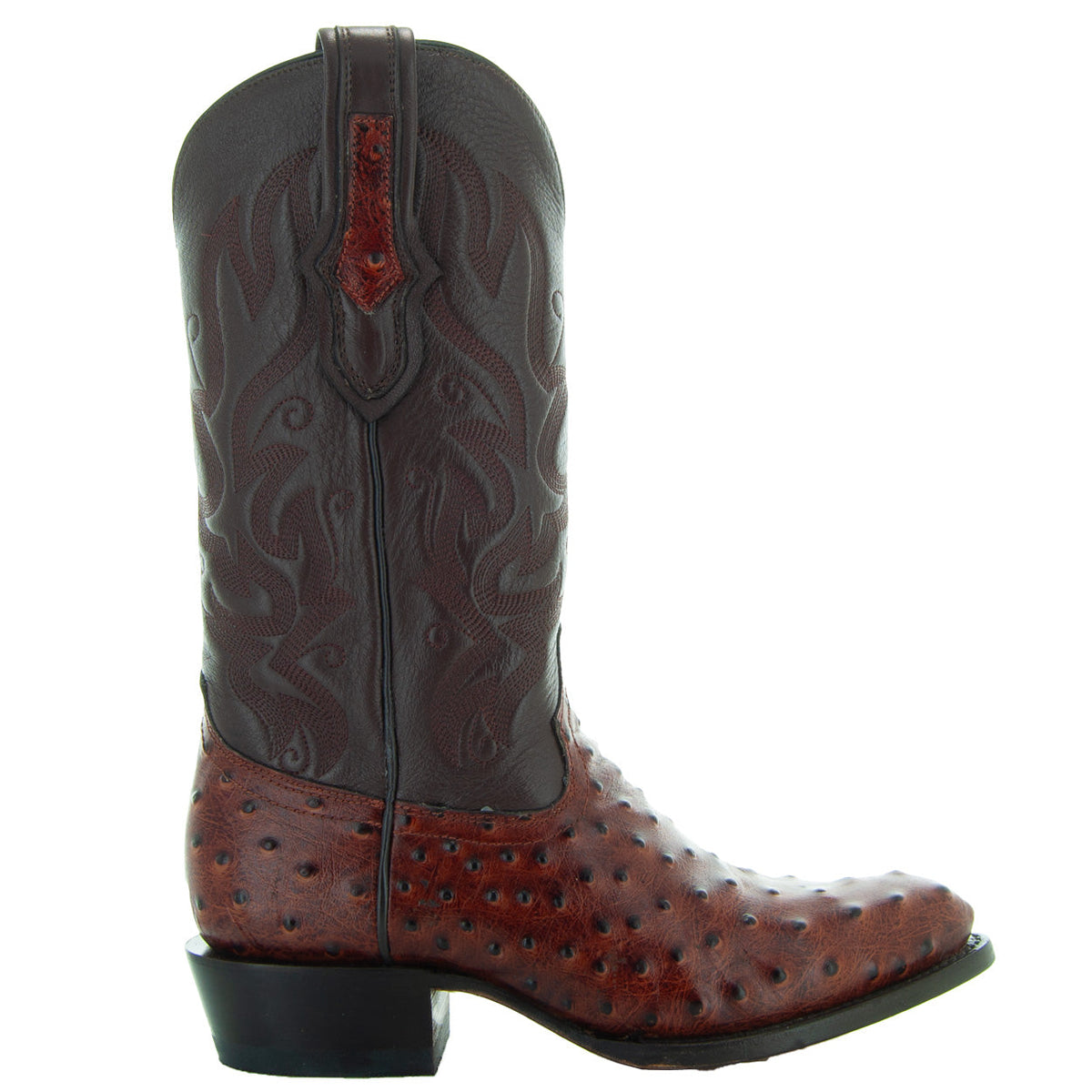 Men's Cognac Ostrich Print Cowboy Boots (H7002)