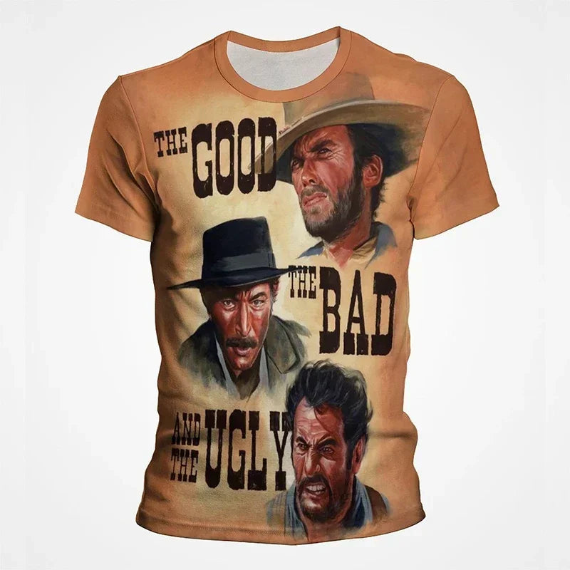 2024 Summer New Hot Fashion 3d Printed Men's T-shirt Western Denim Plus Size Loose Comfortable Breathable Fashion Top 6xl