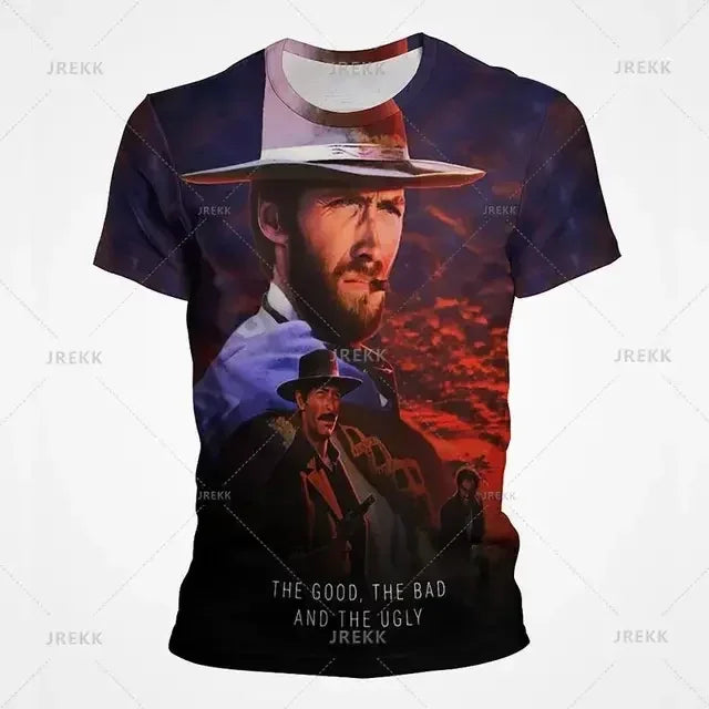 2024 Summer New Hot Fashion 3d Printed Men's T-shirt Western Denim Plus Size Loose Comfortable Breathable Fashion Top 6xl