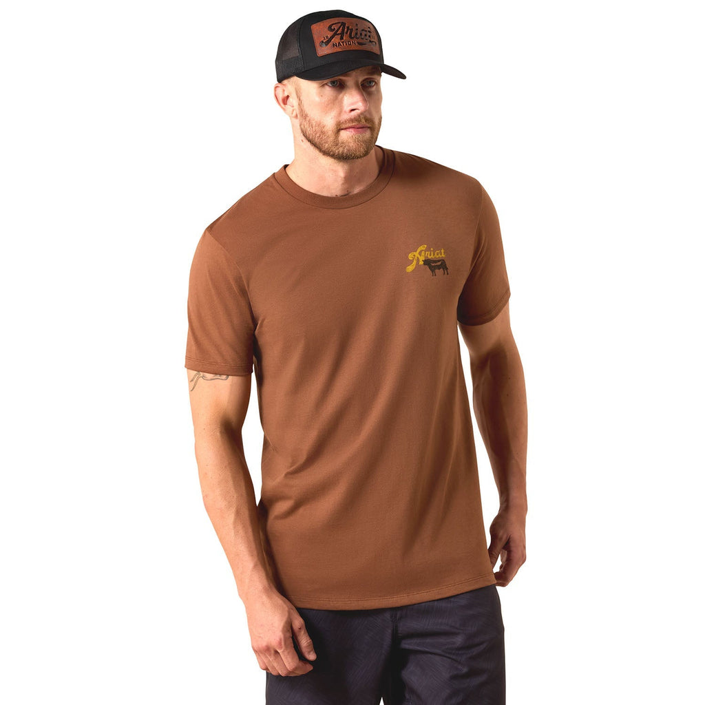 Ariat Mens Short Sleeve Shirt, BBQ Smoke Western Graphic Tee