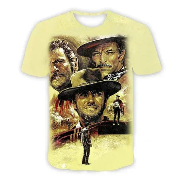 2024 Summer New Hot Fashion 3d Printed Men's T-shirt Western Denim Plus Size Loose Comfortable Breathable Fashion Top 6xl