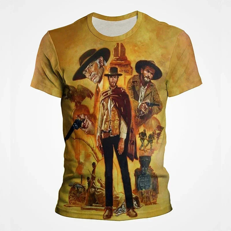 2024 Summer New Hot Fashion 3d Printed Men's T-shirt Western Denim Plus Size Loose Comfortable Breathable Fashion Top 6xl